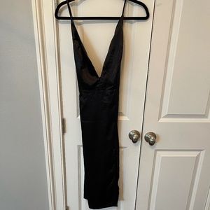 NWT Black Lulus Low Cut, Open Back dress